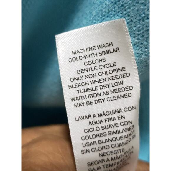 Chico's Women's Blue Solid Ramie Casual Round Neck Long Sleeve Sweater Size 1/M - Picture 10 of 12